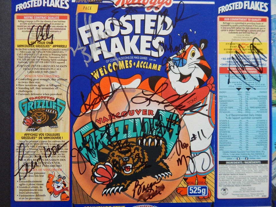 1998 GRIZZLIES FULL NBA ROSTER 18 AUTOGRAPH ON Kelloggs unused box Rahim Bibby + Foto 3 de 4