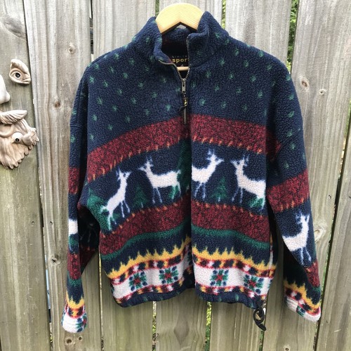 Fleece Pullover Reindeer Snowflakes 