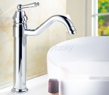 Chrome Bathroom  Kitchen Basin Sink Faucet Swivel Single Handle Hole Mixer Tap