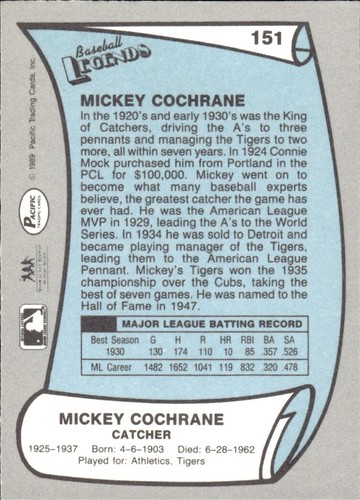 1988 and 1989 Pacific Baseball Legends MLB Set Break #1-#220 — You Choose! - Picture 301 of 441