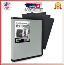 8x10 Photo Album Book Silver Art Portfolio Binder 24 Pockets for 8 x 10 Picture