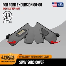 Sunvisors 4PC Set Cover PVC Leather for Ford Excursion 2000-2006 Med Flint Gray