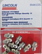 10 Pc GREASE ZERK FITTING LINCOLN INDUSTRIAL SAE STRAIGHT 1/4" - 28 # 5191