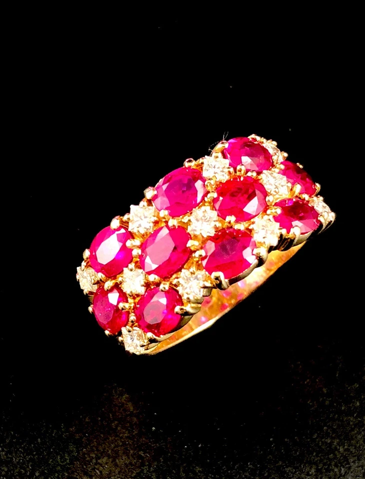 EFFY ТВЕРДЫЙ 14K YG 3.2 CTW ОВАЛЬНЫЙ РУБИН ROYALE .55 CTW БРИЛЛИАНТ КОКТЕЙЛЬНОЕ КОЛЬЦО SZ 9 - Изображение 4 из 4