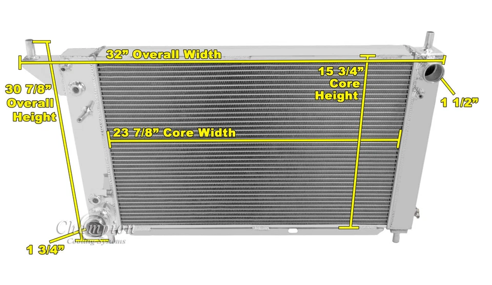 2 Row Aluminum KR Champion Radiator For 1996 Ford Mustang - Imagem 3 de 4