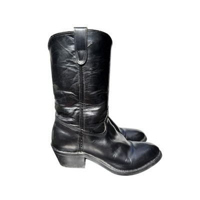 Vintage Double H Sonora Western Work Cowboy Boot Black Leather Women size 8.5