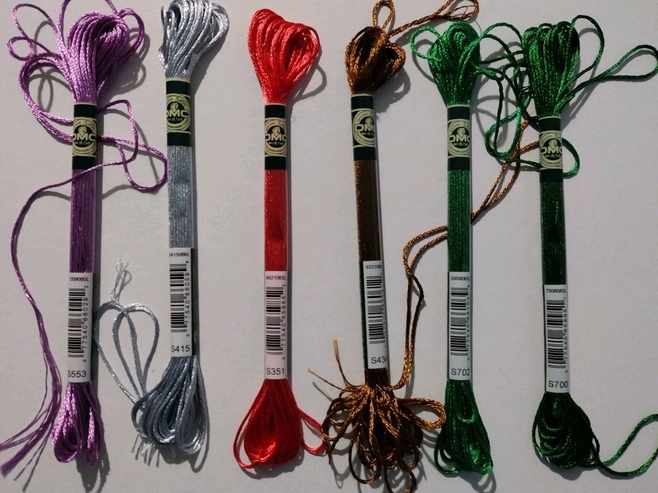 DMC Satin Floss - Lot Of 6 - Complete But Unraveling Skeins 