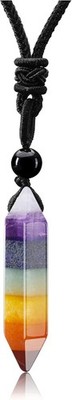 GEHECRST Edelstein 7 Chakra Heilsteine Kette Hexagon Säulen Anhänger Halskette f