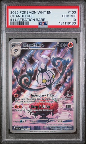 2025 CHANDELURE 103/086 ILLUSTRATION RARE WHT EN-WHITE FLARE POKEMON PSA 10