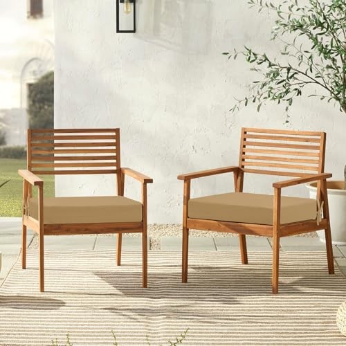 Outdoor Chair Cushions Set of 6 for Patio 18.5x16x3 Inch (Pack of 6) Khaki - Bild 7 von 7