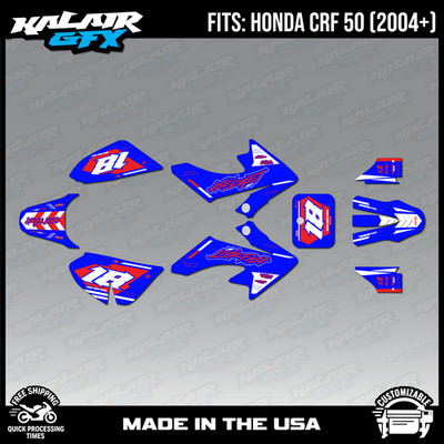 Graphics Kit for  Honda CRF50 (2004-2012) or (2013+)  Rebel Series - Red Shift