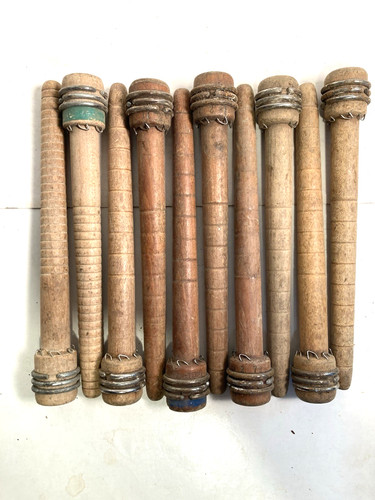 Wood Bobbins Wood Quills Vintage Factory Reclaimed Industrial 7 3/8", lot of 10