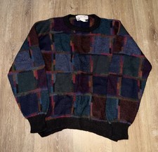 Vintage Alpacka s 100 Alpaca Sweater Sz L Peruvian Knit Wool Geometric