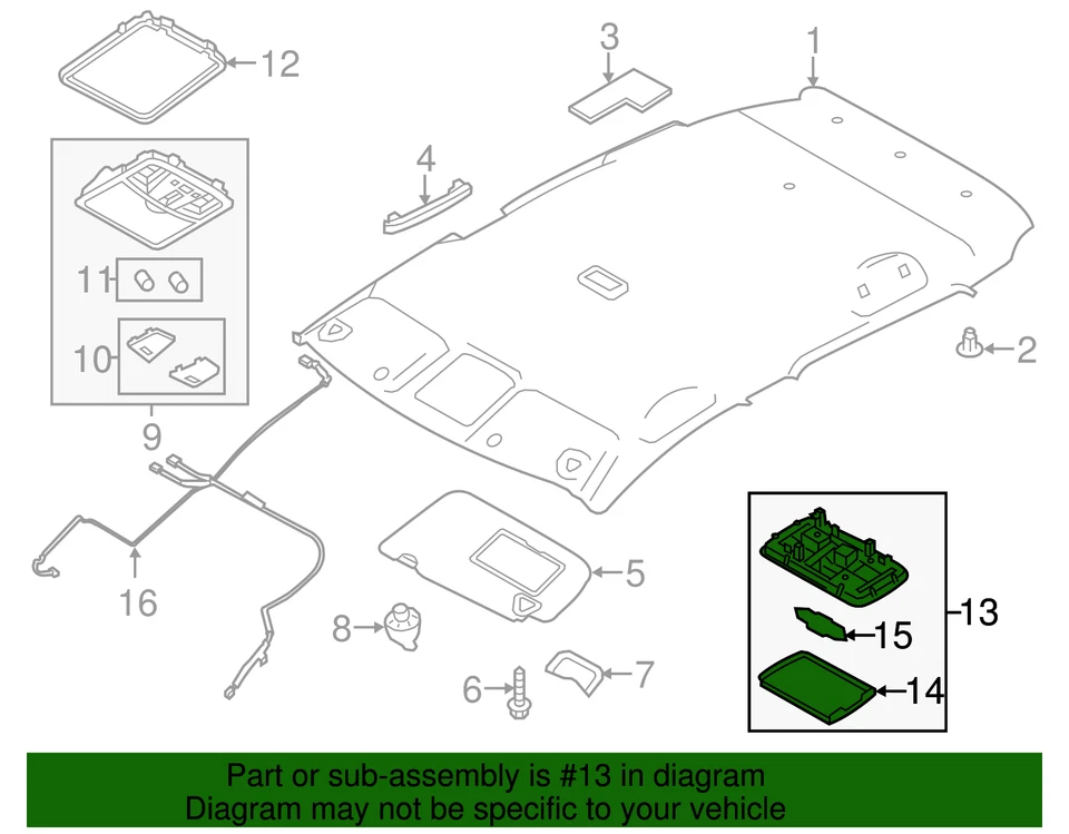Lámpara domo LEAF genuina Nissan 2013-2019 26410-3NF0A Foto 2 de 2