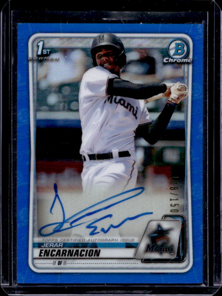 2020 Bowman Jerar Encarnacion Chrome Prospect Auto Blue Refractor #108/150