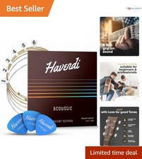 Acoustic Guitar Strings Phosphor Bronze Light 12-53 Includes 3 Picks Durable