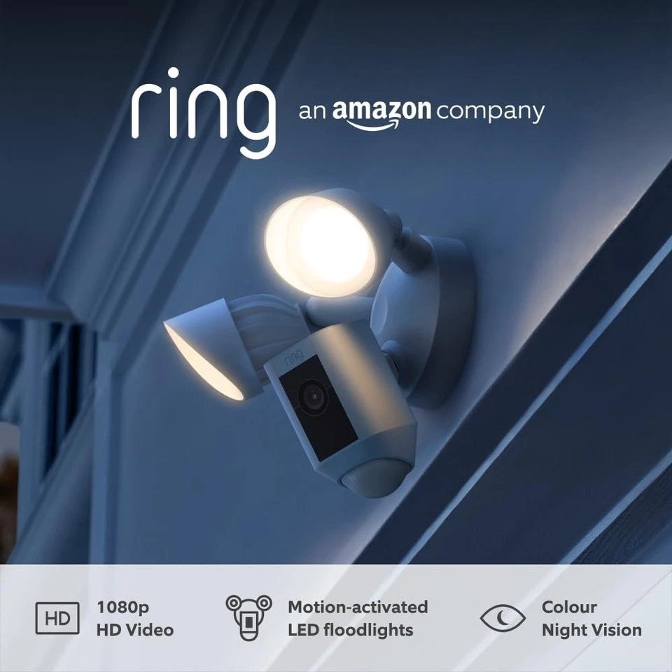 Ring Floodlight Cam Plus - White - Wired - Security Camera - HD Video - Image 2 of 4