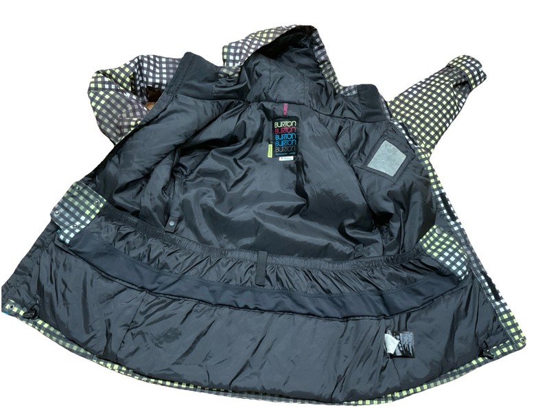 Burton Woman’s Ski Jacket Medium Checked Yellow Black Coat Dry Ride