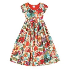 Womens Tea Dress Floral Cap Sleeve Flare Summer Cotton Boho Holiday