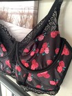  Black Longline Bra (36/38 - c/d) with Floral Roses and Matching Thong, XL — photo 2