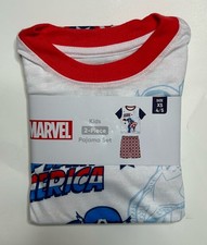 MARVEL Boys Pajama Set CAPTAIN AMERICA Short Sleeve T-Shirt  Shorts Size XS 4/5