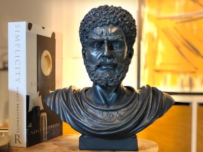 Bust Statue Of Marcus Aurelius, Roman Pop Art Sculpture, Art Deco Decor