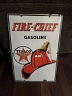 Original Vintage 1947 Texaco Fire Chief Porcelain Pump Plate Gas Oil Sign !!