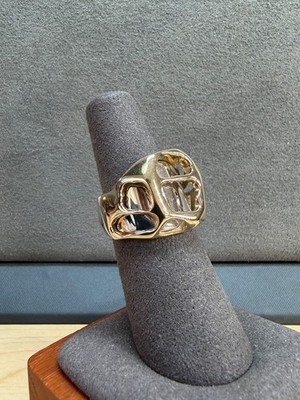 Unique RLM STUDIO Robert Lee Morris Sterling Silver & Brass Abstract Ring Size 7