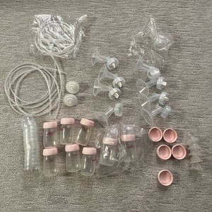Spectra Breast Pump Accessories Lot 24 and 28mm flanges, tubing, valves, bottles