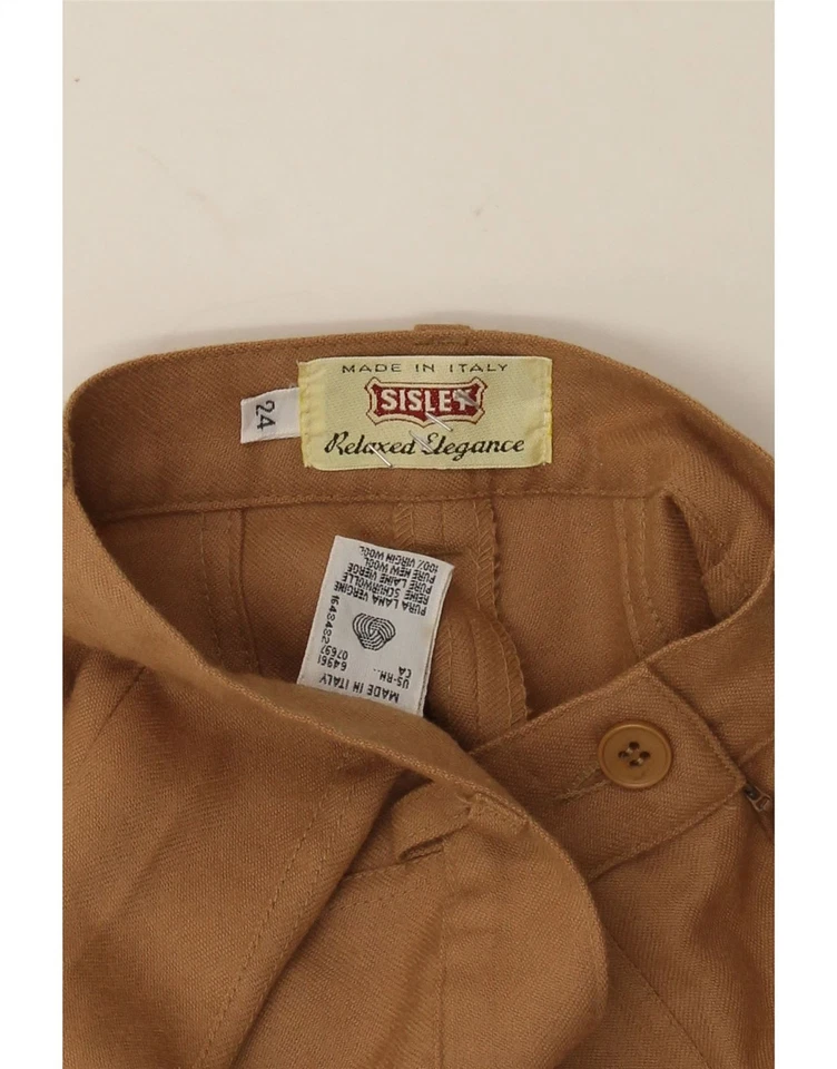 Pantalones informales SISLEY para mujer calce relajado W24 L24 marrón lana virgen BE02 Foto 4 de 4