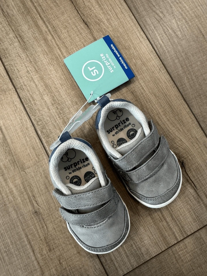 Surprize Stride Rite Bebé Niño Gris Persecución Tenis Zapatos talla 3 Foto 3 de 4