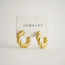 Stylish Twisted Hoop Earrings for Women   Matte Gold-Tone Fashion Jewelry