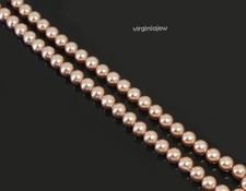 Natural South Sea  Orange Peach "Heuksando" Round 8.00 MM Pearl Loose Strand 15"