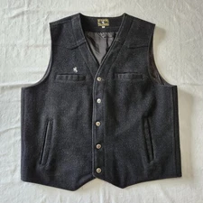 Wyoming Traders Western Vest Men's XL Charcoal Gray 100% Virgin Wool 5 Button