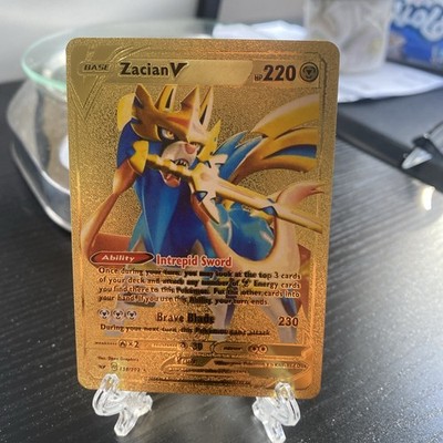 Zacian V Gold Foil fan art Card Hp 220 Intrepid Sword 🔥🔥🔥🔥 | eBay