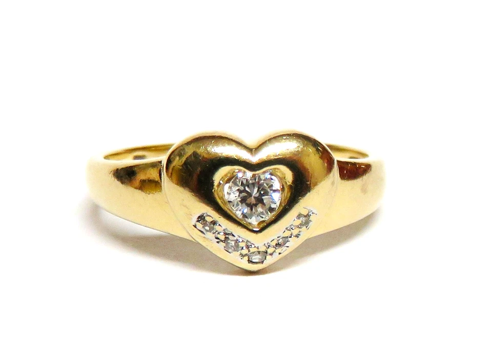 Edler 585 Gold Herz Ring/ Verlobungsring mit weißem Brillant 0.16 ct - Bild 4 von 4