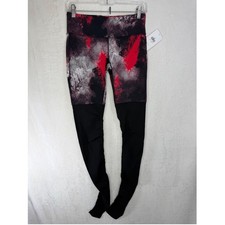 Alo Yoga Goddess Ribbed Legging Women Size M Ruby Red Smoke Print Black