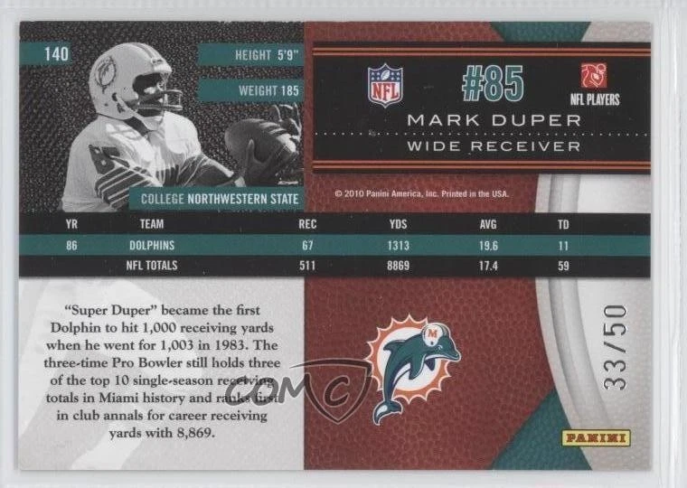 2010 Panini Limited Legend Spotlight Silver /50 Mark Duper #140 - Image 2 of 2