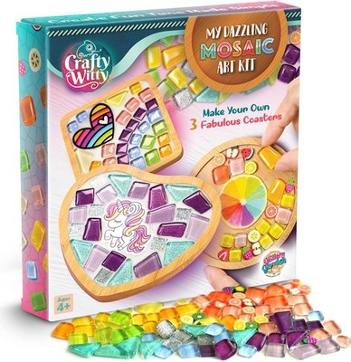 Mosaik-Bastelset Einhorn & Regenbogen Untersetzer für Kinder 
