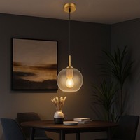 HäNgeleuchte HäNgelampe Pendelleuchte Glaskugel Klar Messingfarben E27 H 120Cm