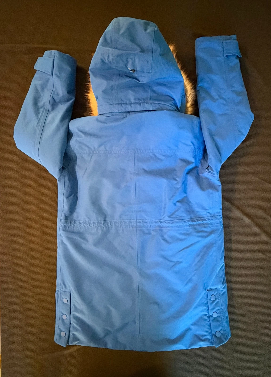 Lands’ End Women’s Expedition Down Waterproof Winter Parka M Blue Faux Fur Hood image 6