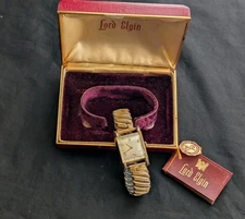 VINTAGE 1950s LORD ELGIN 14K GOLD FILLED MEN'S DRESS WATCH W/ ORIGINAL BOX  NICE
