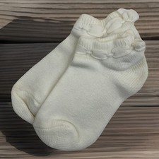 VTG Socks Acrylic White Ribbon Bow Low Ankle 9-11 90s 80s USA NOS Cute