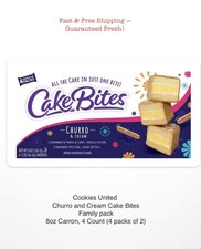 Bocados de pastel de churro y crema Cookies United, cartón de 8 oz, 4 unidades (4 paquetes de 2)