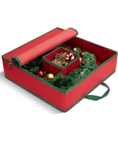 MaidMAX Christmas Wreath Storage Container 30 inch,Hard Shell Wreath Storage Red