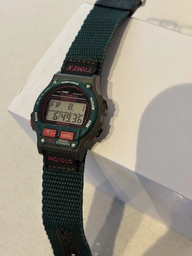 Vtg Timex Ironman Triathlon Watch 32mm Green Pink Digital