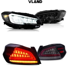 VLAND Full LED Headlights+LED Tail Lights For 2015-21 Subaru WRX w/Sequential