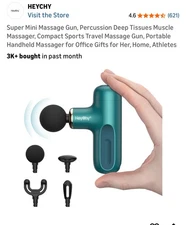 HEYCHY Super Mini Massage Gun, Percussion Deep Tissues Muscle Massager, Compa...