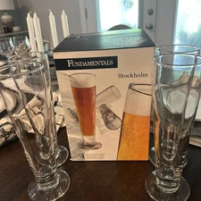 Libbey Fundamentals Stockholm Pilsner Beer Glasses 14 Oz, Set of 4