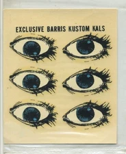 vtg Barris Kustom Kals water decal eyes hot rod drag race speed shop so cal